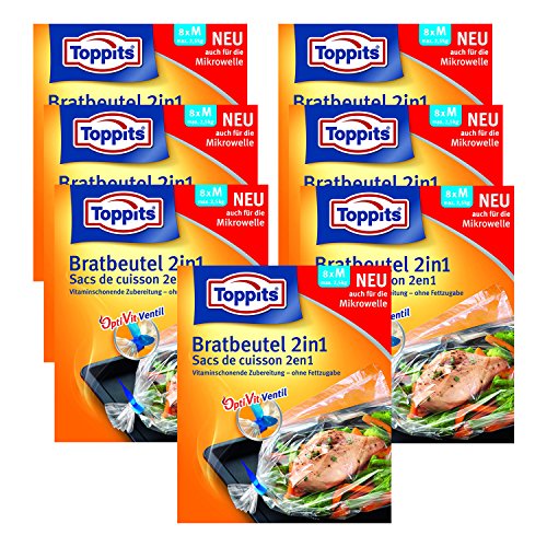 Toppits Bratbeutel 2in1 Medium (25 x 38cm), 7er Pack (7 x 8 Beutel) von Toppits