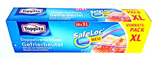 Toppits Safeloc Beutel Doppelverschluss Gefrierbeutel XL vorratspack (28 x3L) von Toppits