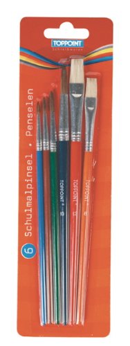 6 Pinsel Pinselset Schulpinsel farbig lackiert von Toppoint