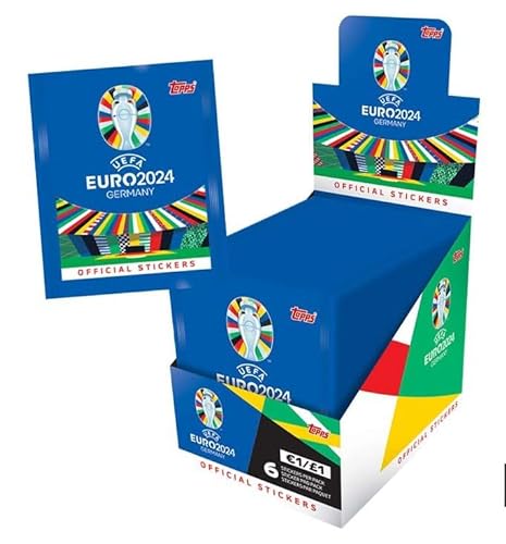 Topps Official EURO 2024 Sticker Collection - 1x Display je (100 Sticker Päckchen). 6 Sticker pro Päckchen (insgesamt 600 Sticker) von Topps