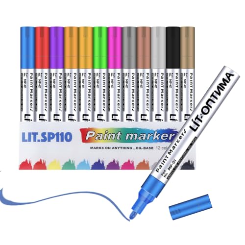 Topspitgo 12 Farbe Acrylstifte metallic stifte Wasserfest lackstift ölig permanent marker Lackmarker ausbessern für Holz Metall Glas Stoff Stein Reifenmalerei Fotoalben von Topspitgo