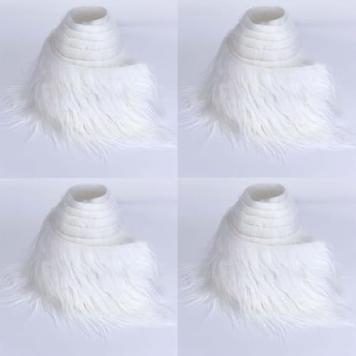 Topspitgo Furry Faux Craft Plüschstoff Kunstleder 4 Stücke Kunstfell zum Basteln Meterware 1.5M Plüsch Bänder zum Nähen Weihnachts fur Gnome Beard Santa Hair Dwarf DIY Dekoration (Weiß) von Topspitgo