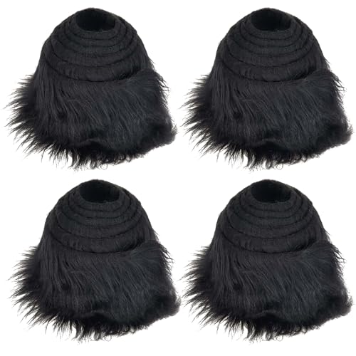 Topspitgo Furry Faux Craft Plüschstoff Kunstleder 4 Stücke Kunstfell zum Basteln Meterware 1.5M Plüsch Bänder zum Nähen Weihnachts fur Gnome Beard Santa Hair Dwarf DIY Dekoration (schwarz) von Topspitgo