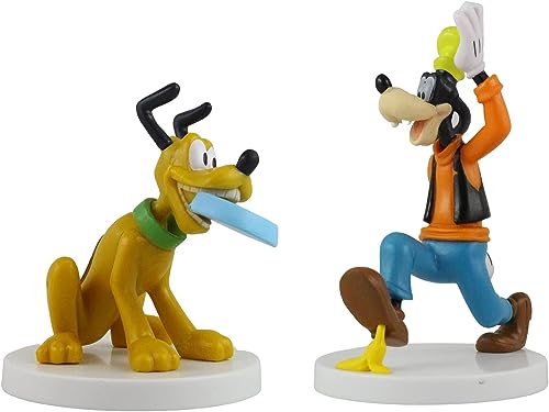 Toptoys2u Schnäppchenbündel Mickey Mouse und seine Freunde, 3D-Figuren, sehr detaillierte Miniatur-Figuren, perfekt für Kuchenaufsätze, 5 cm, Pluto und 8 cm Goofy, Doppelpack von Disney