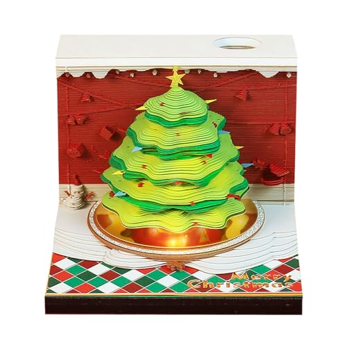 Topyond 3D-Weihnachtsbaum-Notizblock, innovative Papierschnitzkunst, einzigartige Haftnotizen, Notizblock, kreative DIY-Notizen für Heimbüro-Dekoration, künstlerisches von Topyond