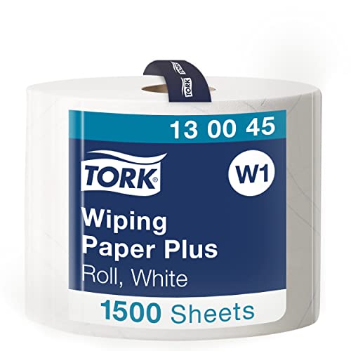 Tork 130045 Starke Mehrzweck Papierwischtücher für W1 Bodenständer- und Wandhalter-System / 2-lagige Putzrolle in Weiß / Premium Qualität / 1 x 510 m von Tork