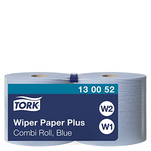 Tork 130052 Starke Mehrzweck Papiertücher für W1/W2 Systeme / 2-lagiges saugfähiges Papier in Blau / 2 x 255m von Tork