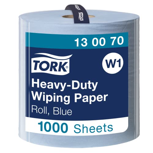 Tork 130070 Extra Starke Mehrzweck Papierwischtücher für W1 Bodenständer- und Wandhalter-System / 2-lagige Putztücher Rolle in Blau / Premium Qualität / 1 x 340 m von Tork