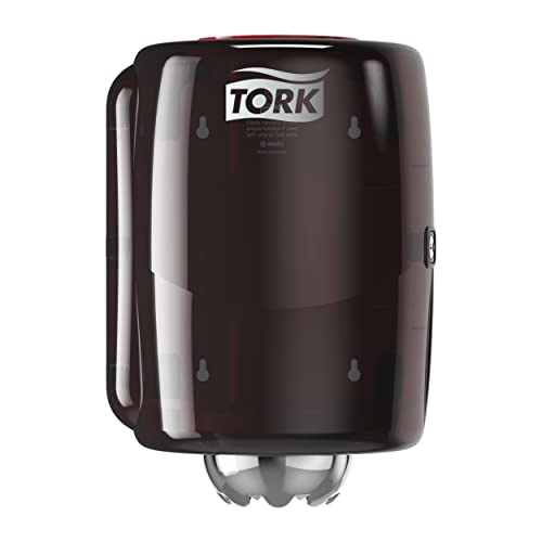 Tork 659008 Innenabrollungsspender für M2 Papierwischtücher im Performance Design / Wischtuchspender für hygienische Einzeltuchentnahme in Rot-Schwarz von Tork