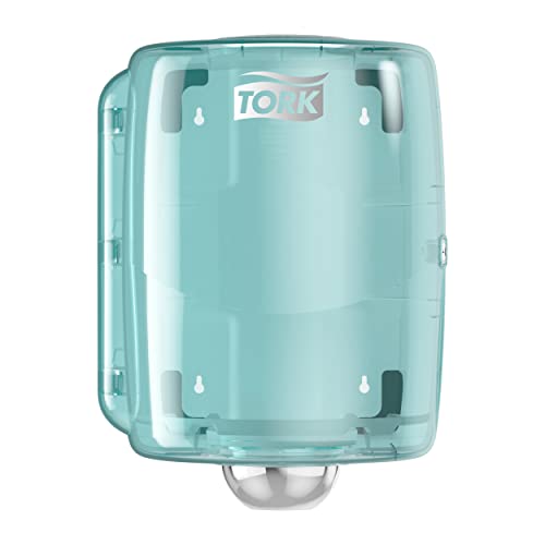 Tork Maxi Innenabrollungsspender Weiß und Türkis W2, Robustes Design, Performance Linie, 44,7 cm × 32,8 cm × 30,2 cm, 653000 von Tork