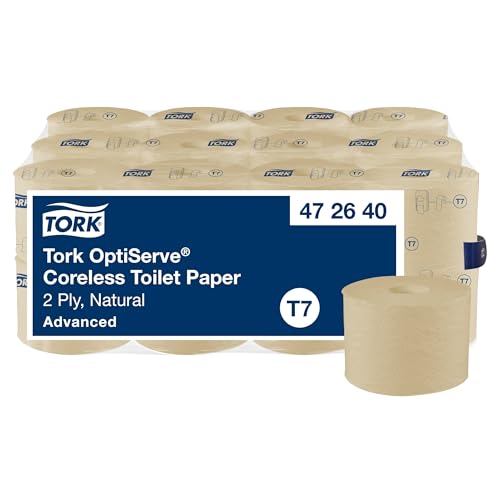 Tork OptiServe Hülsenloses Toilettenpapier Natur T7, Advanced, 2‑lagig, 24 נ820 Blatt, 472640 von Tork