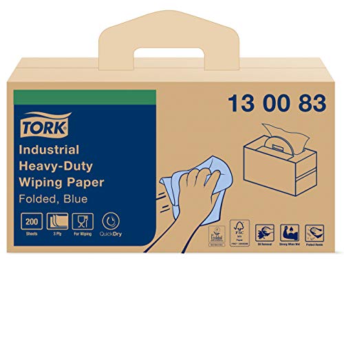 Tork Papier d'Essuyage Industriel ultra-résistant bleu W7, boîte portative, 1 boîte, 130083 von Tork