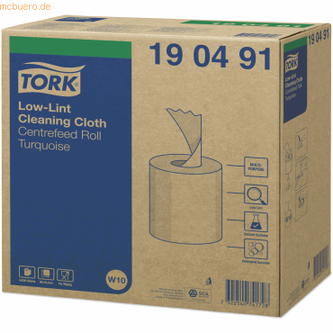 Tork Reinigungstücher fusselarm W10 1-lagig 16,5x30cm türkis 4x200 Tüc von Tork