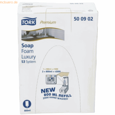 Tork Schaumseife Premium Luxus für S3-System 4 Refillbeutel a 800ml von Tork