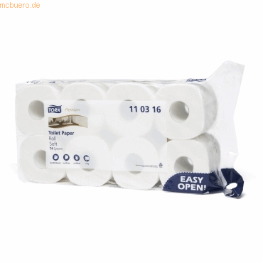Tork Toilettenpapier Premium Tissue 3-lagig hochweiß VE=8 Rollen von Tork