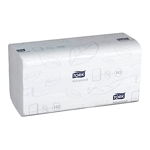 Tork Zickzack Papierhandtücher Advanced 290163 - H3 Falthandtücher für Papierhandtuchspender - saugfähig und reißfest, 2-lagig, weiß, groß - 15 x 250 Tücher von Tork