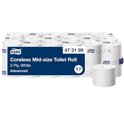 Tork hülsenloses Midi Toilettenpapier Weiß T7, Advanced, 2‑lagig, 36 × 900 Blatt, 472199 von Tork