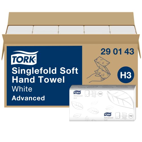 Tork weiche Zickzack Papierhandtücher Advanced 290143 - H3 Falthandtücher für Papierhandtuchspender - saugfähig und reißfest, 2-lagig, weiß - 15 x 250 Tücher von Tork