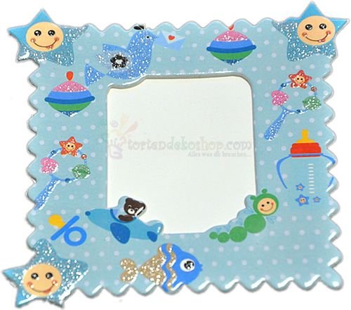 Blau mit Baby Figuren Magnet Bilderrahmen von Torten Deko Shop