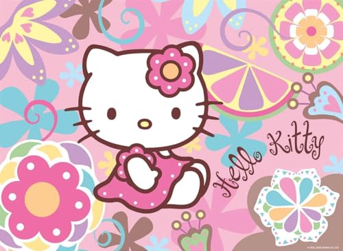 Hello Kitty Tortenaufleger, Rechteckig A4 - Geburtstag Tortenbild Zuckerbild Tortenplatte Oblate Kuchenzuckerplatte von Torten Deko Shop