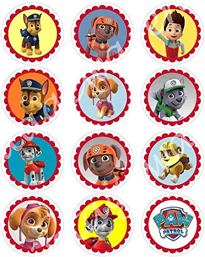 Torten Deko Shop Paw Patrol Cupcake, Muffinaufleger - Kuchen aufleger Cup Cake Zuckerbild Kuchenplatte Oblate von Torten Deko Shop