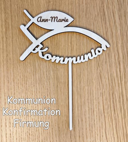 Caken Topper aus Holz | Kommunion - Konfirmation - Firmung | personalisiert von Tortenpixel