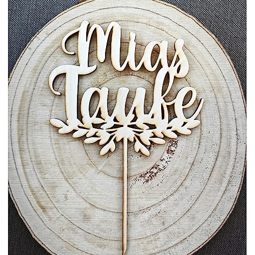 HolzTopper Taufe mit Name (Doppelname) von Tortenpixel