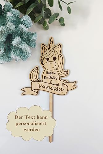 Holzstecker Caken Topper Einhorn - Geburtstag - personalisiert von Tortenpixel