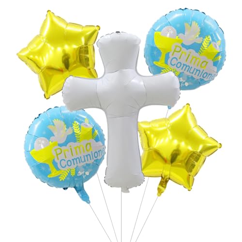 Luftballons zur Kommunion,Luftballons zur Taufe,5 Stück Taubenballons Erstkommunion-Dekor | Niedliche Kommunion-Party-Dekorationen, Partyzubehör für die Heilige Kommunion von Toseky