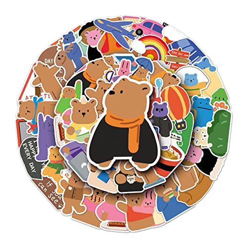 Toseky Bärenaufkleber für Kinder | Bären-Dekore Laptop-Bär-Aufkleber,Niedliche -Dekorationspackung mit 50 selbstklebenden Papieraufklebern mit Bärenmotiv für die Handyhülle von Kindern Gsdgdsg von Toseky