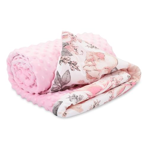 Baby Decke Kinderdecke mit Plüschstoff 75x100 cm - Kuscheldecke Baby Kinderwagen Decke Neugeborene Babydecke Wilde Rose von Totsy Baby