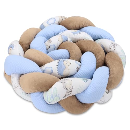 Totsy Baby Kuschelkissen Kinder Kissen Deko 150 cm - flauschig Dekokissen Kinderzimmer Kinderkissen Zierkissen geflochten Baumwolle Minky Igel Blau von Totsy Baby