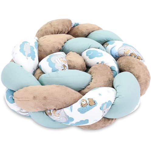 Totsy Baby Kuschelkissen Kinder Kissen Deko 200 cm - flauschig Dekokissen Kinderzimmer Kinderkissen Zierkissen geflochten Baumwolle Minky Drachen Salbeifarbe von Totsy Baby