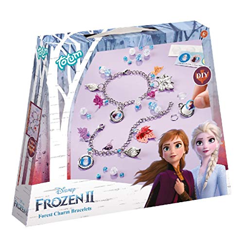 Disney Frozen II Bettelarmbänder-Set: Bastle Deine eigenen Frozen II Kettenarmbänder mit silberfarbenen Blättchen, schönen Perlen und Aufklebern von Anna und Elsa von Totum