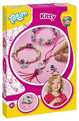 Schmuckbastelset Kitty: DIY Kätzchen Schmuck für Kinder - Ketten und Armbänder selber machen mit bunten Perlen, Schnur und Katzen-Motiven von Totum