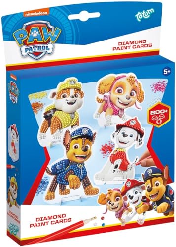 TM ESSENTIALS 4 Stück 5D Diamond Painting Kinder, DIY Paw Patrol Diamant Aufkleber Kit, kreativ Kit für Kinder und Erwachsene Anfänger, Geburtstags Geschenk für Jungen und Mädchen von Totum