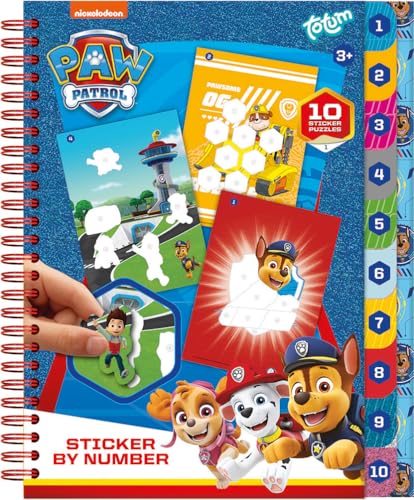 Paw Patrol Stickerheft und Malbuch, 10 Sticker Puzzle mit nummerierten Motiven von Totum