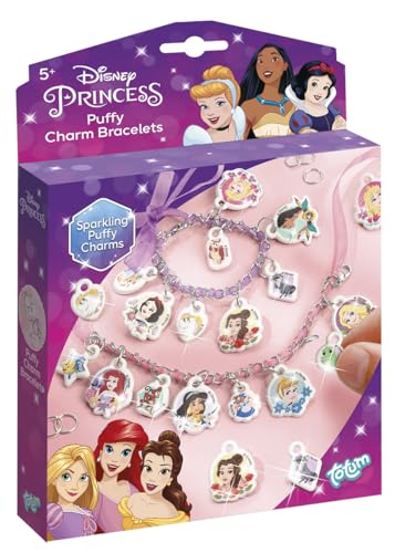 Totum Princess Schmuckbastelset: Charm Armbänder basteln mit Motiven der Prinzessinnen und Bändern, Geschenk für Mädchen ab 5 Jahren, 044364, Lila,Rosa von Totum