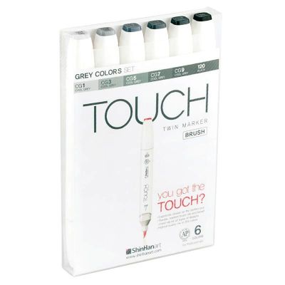 Twin Brush Marker Grey Colors 6teilig von Touch