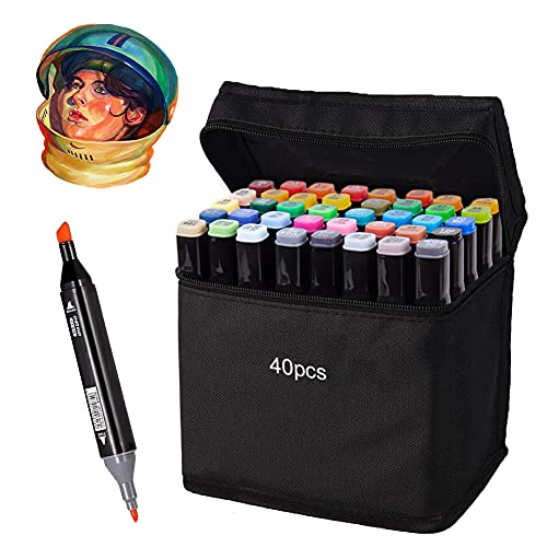 Camiki Art Touchbool 40 Farbige Marker Set, Graffiti Pens,Marker Stifte Set Doppelspitze Textmarker, für Manga Kunstler Sketch Marker Stifte Set Mit Aufbewahrungstasche von Camiki Art