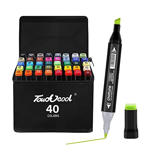 Touchcool 40 Farben Marker Marker Graffiti Marker mit Doppelspitze Die verbesserte Version fügt Speicherbasis hinzu (40) von Touchcool