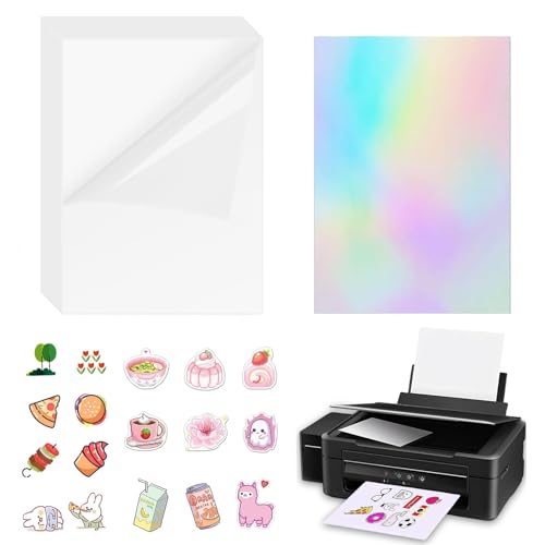 16 Stk Bedruckbare Klebefolie A4 Selbstklebende Folien Druckerpapier, Sticker Papier zum Bedrucken, Transparent Wasserfest Inkjet-Vinyl-Aufkleber, für Laserdrucker & Tintenstrahldrucker von Toulifly