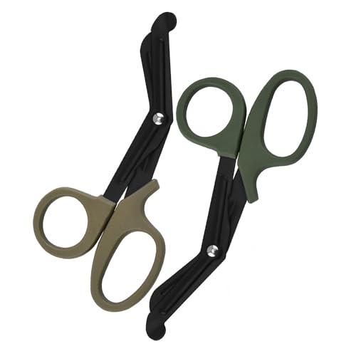 Medizinische Verbandschere, Medizinische Scheren, EMT- und Trauma-Scheren, Rostfreier Stahl Verbandscheren 15cm Bent Stealth Black für Krankenschwestern, Medizinstudenten, Notaufnahme(grün + Schlamm) von Toulifly