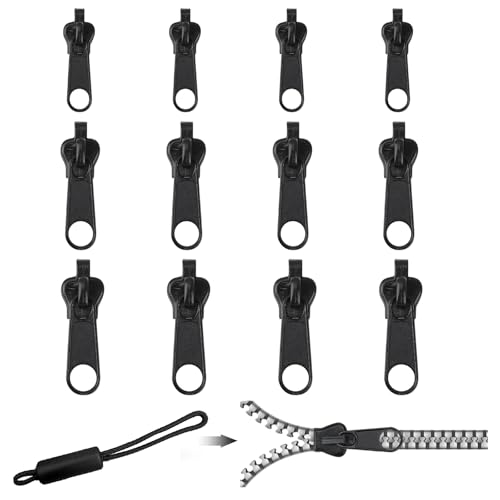 ReißVerschluss Zipper Ersatz, 12 pcs ReißVerschluss Zieher Schieber Ersatz Set, ReisverschlußZipper, Abnehmbare Reißverschluss Zipper Pull,Reisverschluss Fix Kit für Jacke/Mantel/Rucksack von Toulifly