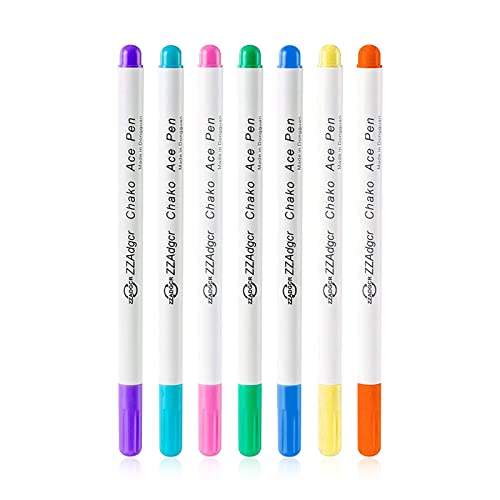 Schneiderkreide,Stoff Trickmarker,7PCS Wasserlöslicher Stift für Stoff,Wasser löschbaren Stoff Markierstifte zum Kreuzstich Nähen Stickerei von Kleidungsstücken,Verschwinden Tinte Stoff Markierstifte von Toulifly