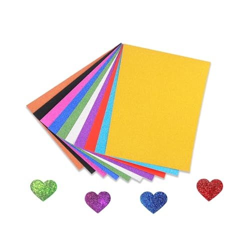 10 Blatt Glitzerpapier zum Basteln,Glitzerpapier zum Basteln und Gestalten,Bunt Glitzer Papier A4 10 Farben 10 Blatt 250g, DIY Grußkarten Scrapbooking Glitter Craft Paper Cardboard von Tovbmup