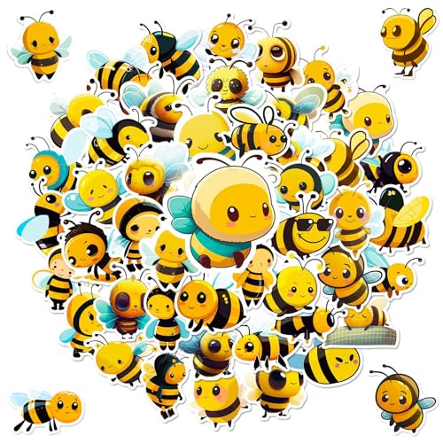 50 Klein Bienen Aufkleber Bienen Sticker,Bee Decoration Gifts,Bienen Aufkleber coole Sticker wasserfest Wohnmobil Mülltonne Schultüte,Geeignet für Erwachsene Kinder von Tovbmup