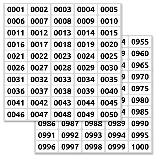 (3 Pack) 1-1000 Nummern Zahlen Aufkleber, Lose Tombola - 40 x 20 mm von TownStix