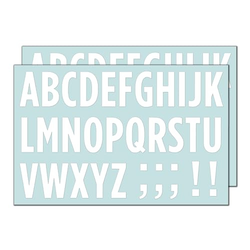 10 Blatt, 50mm - Buchstaben Aufkleber Sticker Groß, Alphabet Wetterfest - Weiß von TownStix