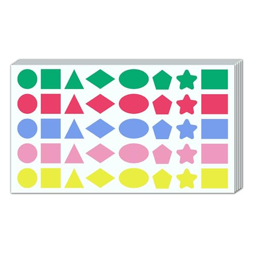 1000 Stück, 20mm - Aufkleber Sticker Geometrische Formen, Etiketten Selbstklebend Bunt - 8 Formen, 5 Farben von TownStix